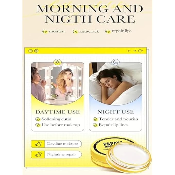 Grospe HYDRATING LIP BALM FOR DRY, CRACKED LIPS - LIP REPAIR MOISTURIZER CREAM WITH PAPAYA EXTRACT FOR LONG-LASTING MOISTURIZING SMOOTHING AND SOFTENING SUITABLE FOR DAY & NIGHT USE,6G - Image 2
